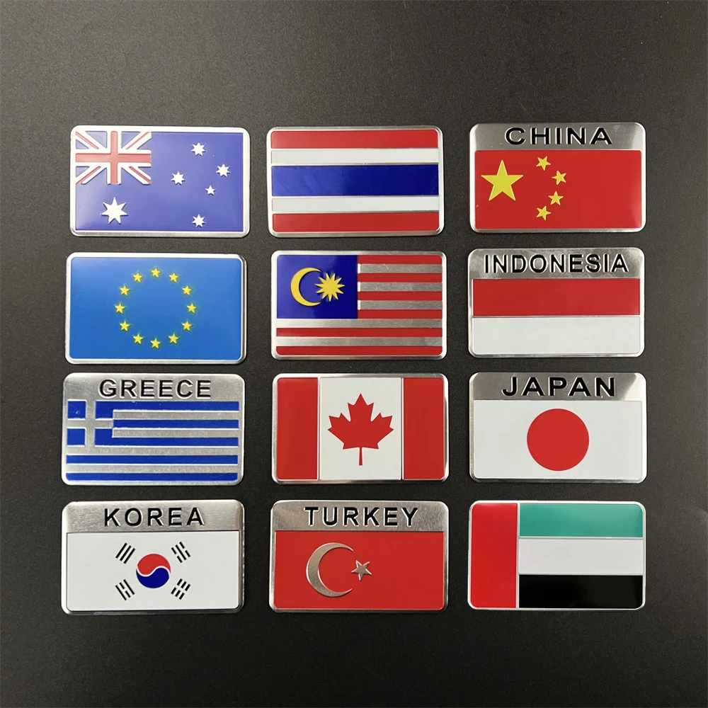 Aluminum National Flag Car Sticker Accessories For Tesla Roadster Model 3 Model S Model X Model Y