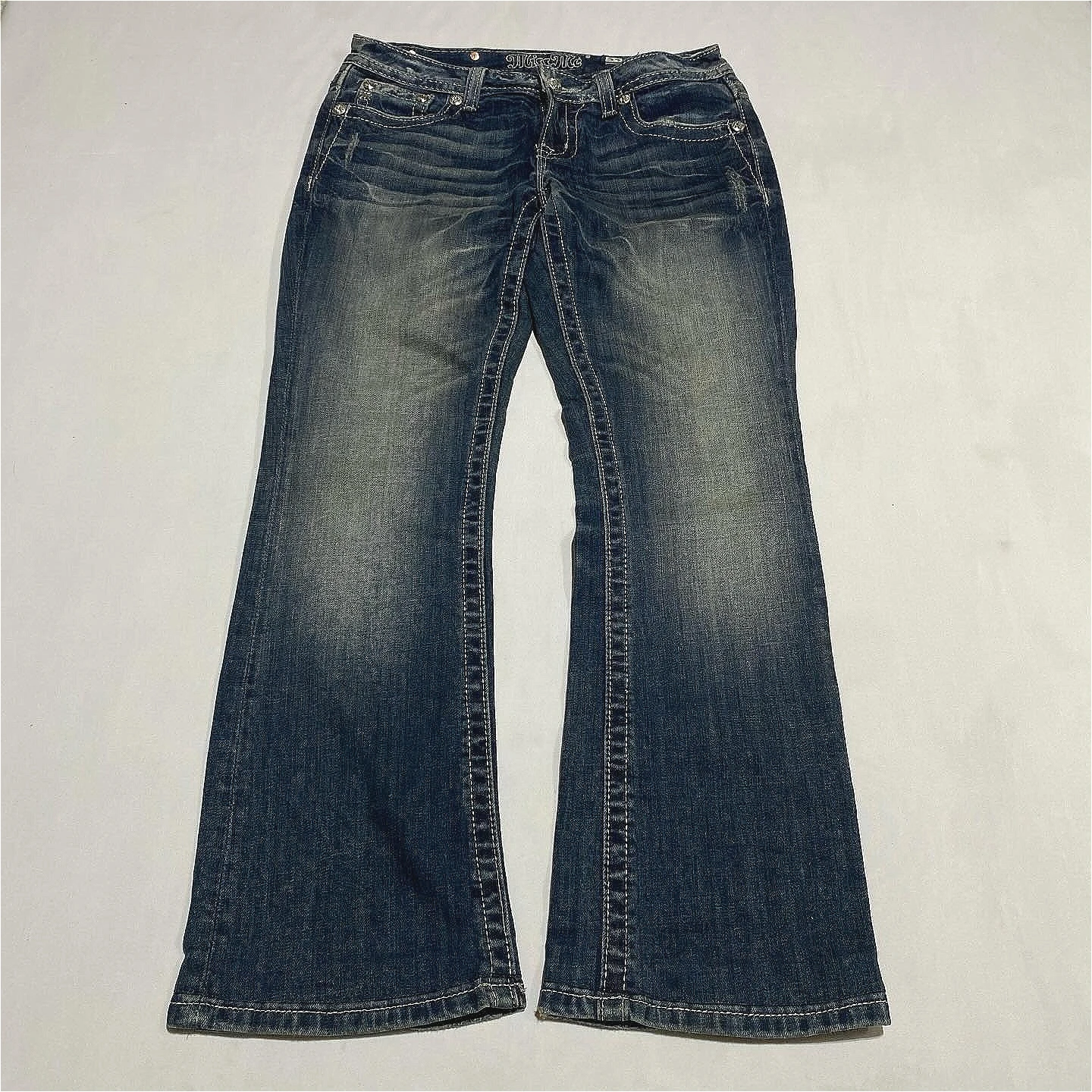 

Gothic Womens Jeans Y2K Clothes Harajuku Hip Hop Pocket Embroidery Vintage Dark Blue Baggy Jeans High Waist Slim Flared Trousers