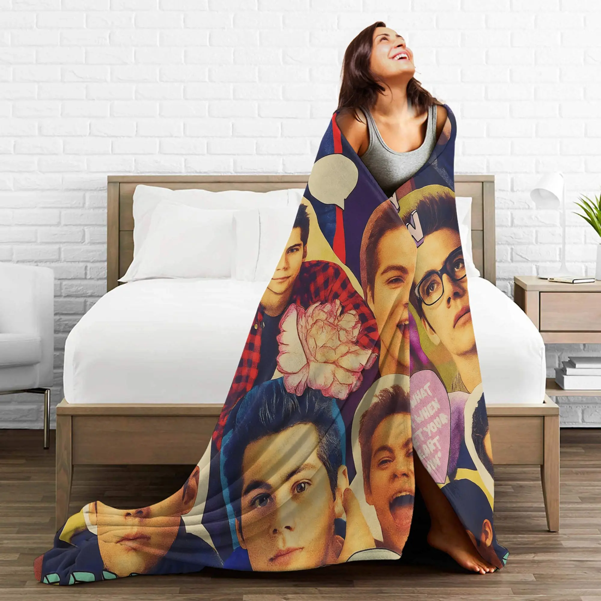 في سن المراهقة الذئب الفانيلا البطانيات الشتاء الدافئة الفراش يلقي للطلاب ديكور المنزل الرسم المفرش غطاء سرير أريكة