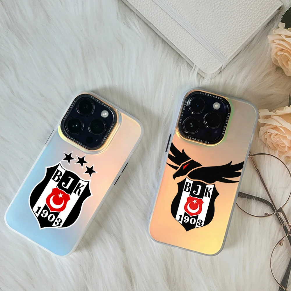 Turkey For iPhone 16 15 14 13 12 11 Pro MAX Plus IMD Chameleon B-Besiktass Laser Phone Case BJK