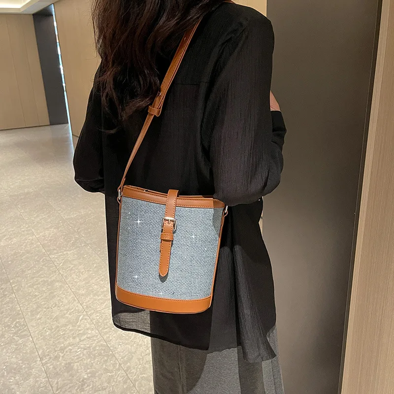 

​​Color Block Bucket Bag Women Ombre Print Crossbody Purse Artisan Contrast Panels Park Playdate Luxe​​
