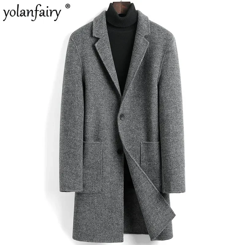 

2023 Men's Jacket 100% Wool Coat Men Winter Oversized Thick Double-sided Wool Jackets Chic Long Coats Abrigos Jaqueta Masculina