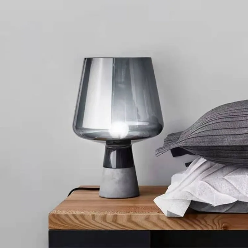 Luxury LED Glass Desk Lamp with Lampshade Modern Decoration Mood Light Minimalist Bedside Lamps Night Light for Bedroom Lighting