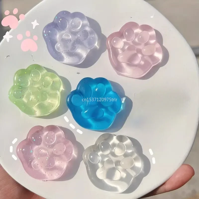 1PC Kawaii Cat Paw Sticky Squeeze Toy Soft Realistic Jelly Glitter Cat's Claw Squishy Stress Relief Toys Kids Adults Cat Claw