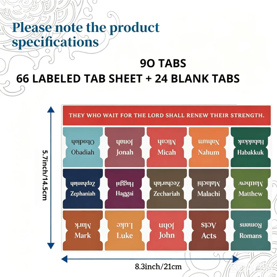 90pcs Boho Bible Tabs, Bohemian Boho Version Quality Adhesive, Tear-Resistant, Large Print and Laminated Labels for Women & Men