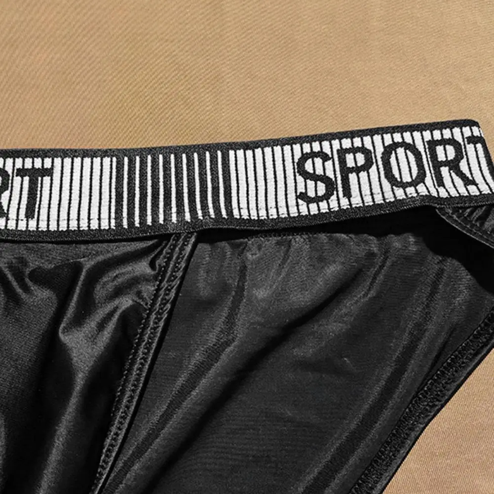 Comfortable Summer Ice Silk for Men Breathable Comfortable Underwear High Slit Design Daily Wear Panties with Letter Print