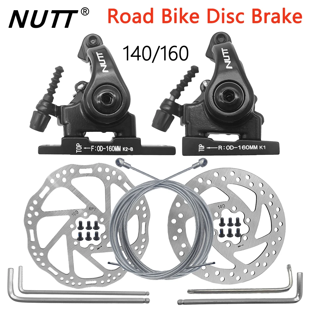 

NUTT S7 Road Bike Brakes Disc Brake Front Rear 140mm 160mm Line Pull Flat Mount Rotors Aluminum Alloy Caliper For Bicycle Parts