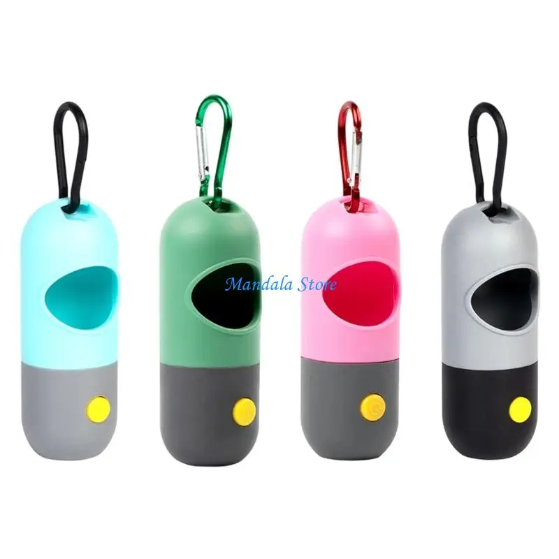 U2JC Portable Dog Waste Bag Holde for Leashes Backpacks or Belt Attachment Quickly Change and LED Light for Convenience