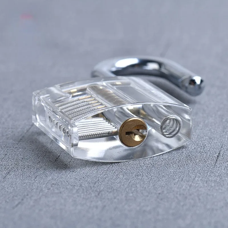 Transparent Practice Padlock with Keys 80x50mm DIY Visible Lock Pick Tools Cutaway Practice Padlock Training Locksmith Tool