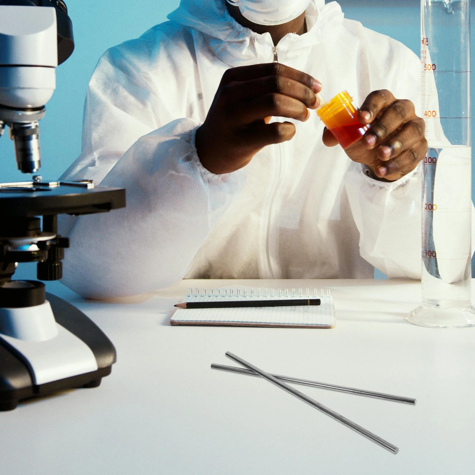 2 قطعة عصا قضيب الحديد لتجربة الموصلية الحرارية المواد معدات تدريس الفيزياء مختبر العلوم أداة قياس توصيل الحرارة