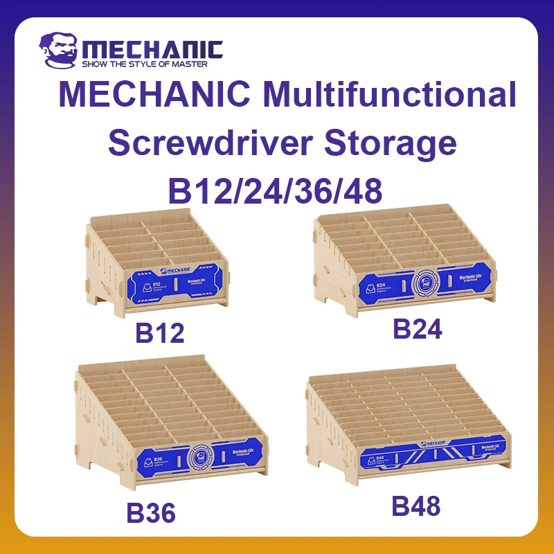 MECHANIC OFFCIAL Multifunctional Screwdriver Storage B12-48 Mobile Phone Repair Desktop Storage Rack Screwdriver Insert Box