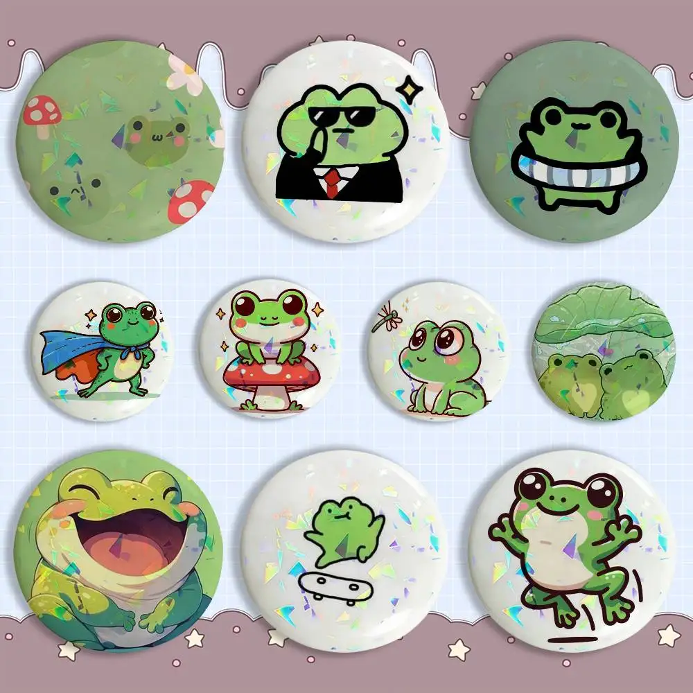 

C-Cartoon cute Frog Creative Round Badge Button Pin Bag Decor Fans Collection Friends Gift Brooch