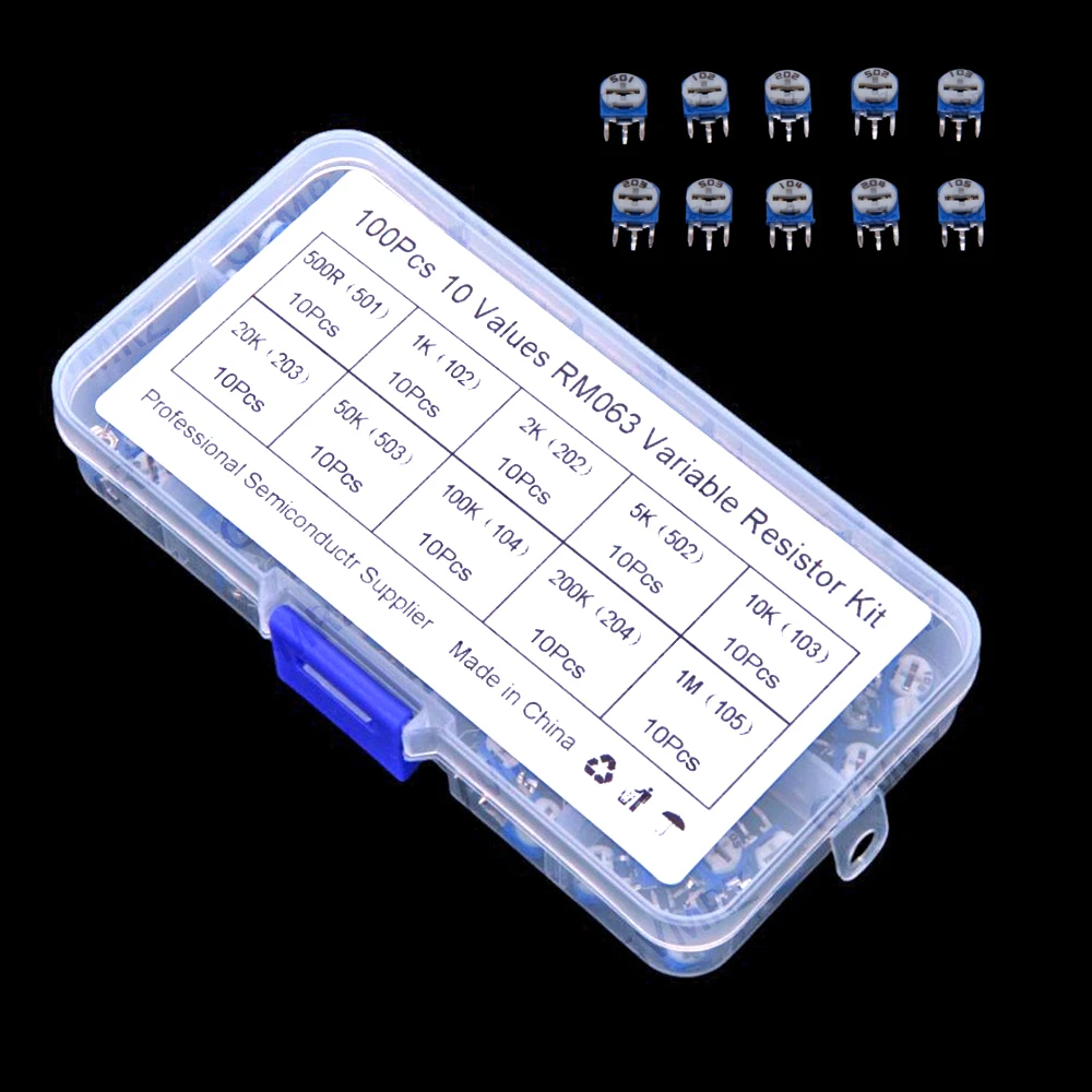 10Values 100PCS 1K 500R 50K 200K 1M RM063 Variable Resistor KIT 1K 10K 100K 1M 2K 20K 200K 5K 50K 500R