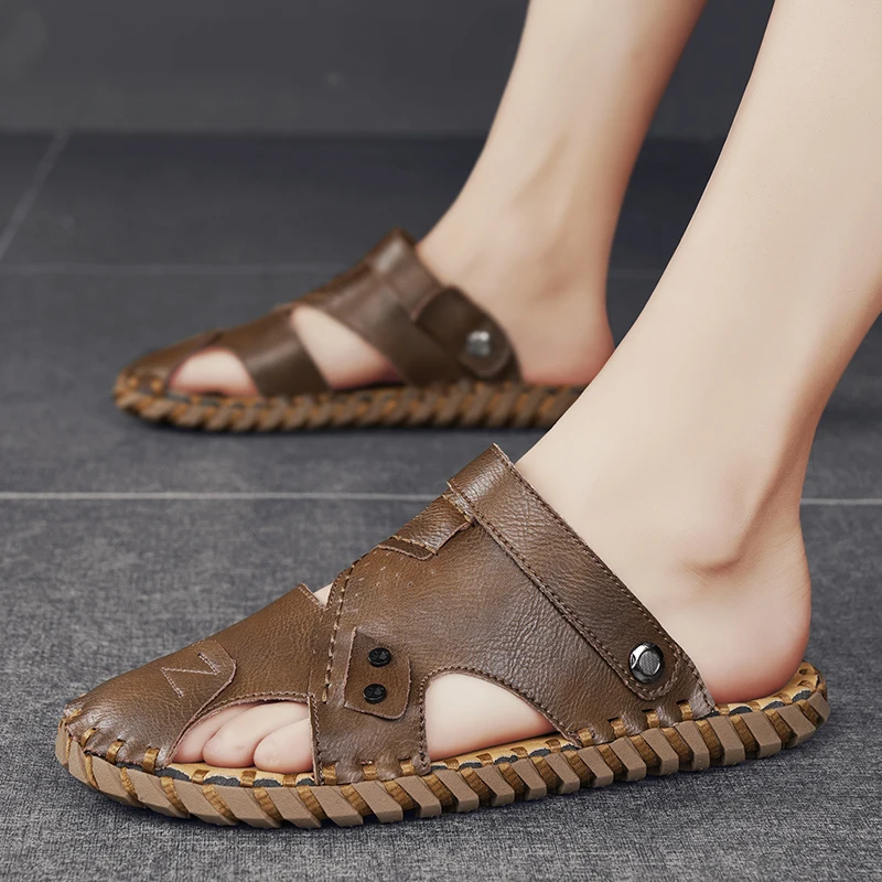 

Мужские летние шлепанцы и сандалии, дышащие удобные повседневные мужские сандалии для прогулок