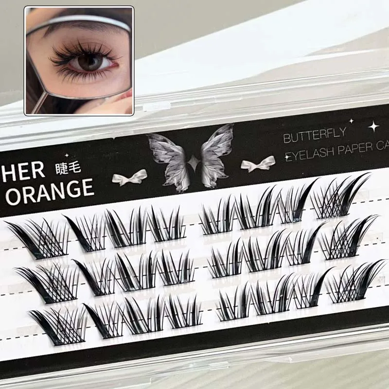 Herorange Pre Glued Fox Wing Cluster Lashes Segmented Natural Long Lasting Pure Desire Photo Makeup