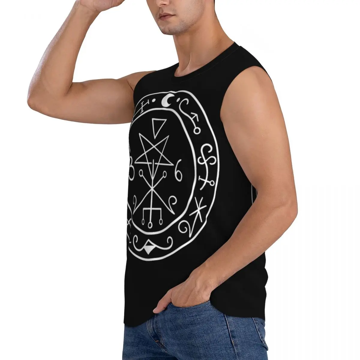 Lilith Sigil Men Sleeveless Tank Tops Quick Dry Breathable Gym Fitness Running Summer Casual Sport Vest