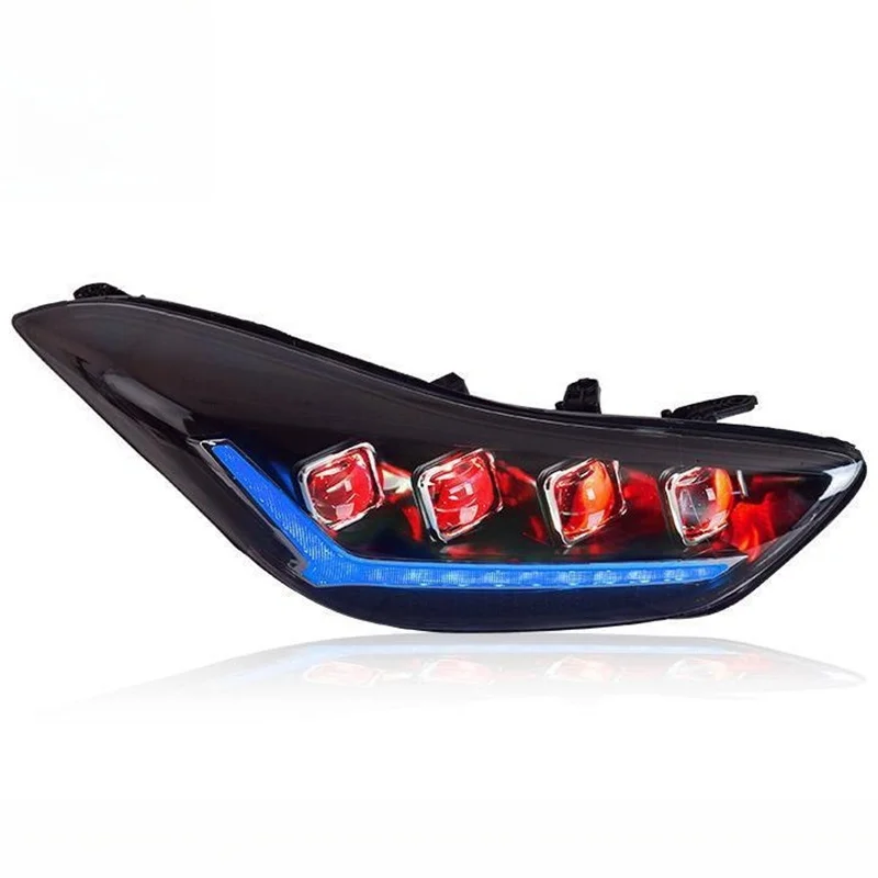 

For Hyundai Avante Headlight Assembly 12-16 Modified LED Lens Dynamic Day Running Lights Turn Signals Car Accessories