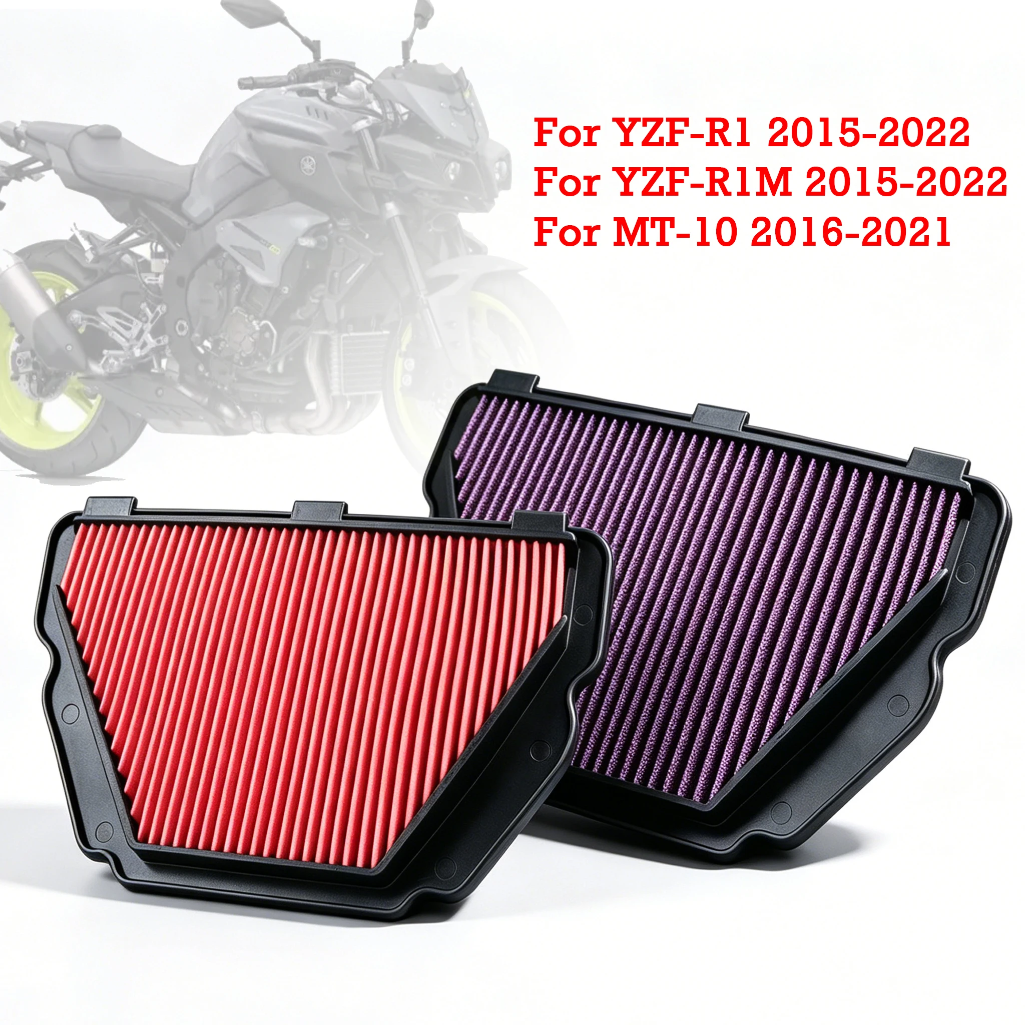 

Motorcycle Replacement Engine Air Intake Filter Cleaner Element Air Filter For Yamaha YZF-R1 2015-2022 MT-10 MT10 ABS 2016-2021