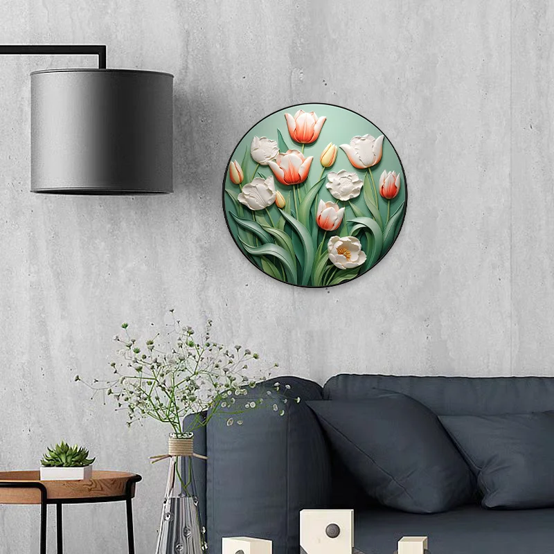 Aluminum Decorative Round Plaque for Bedroom Living Room Kitchen Store Front Garden - Wall Art Decor for Spring and Summer Theme