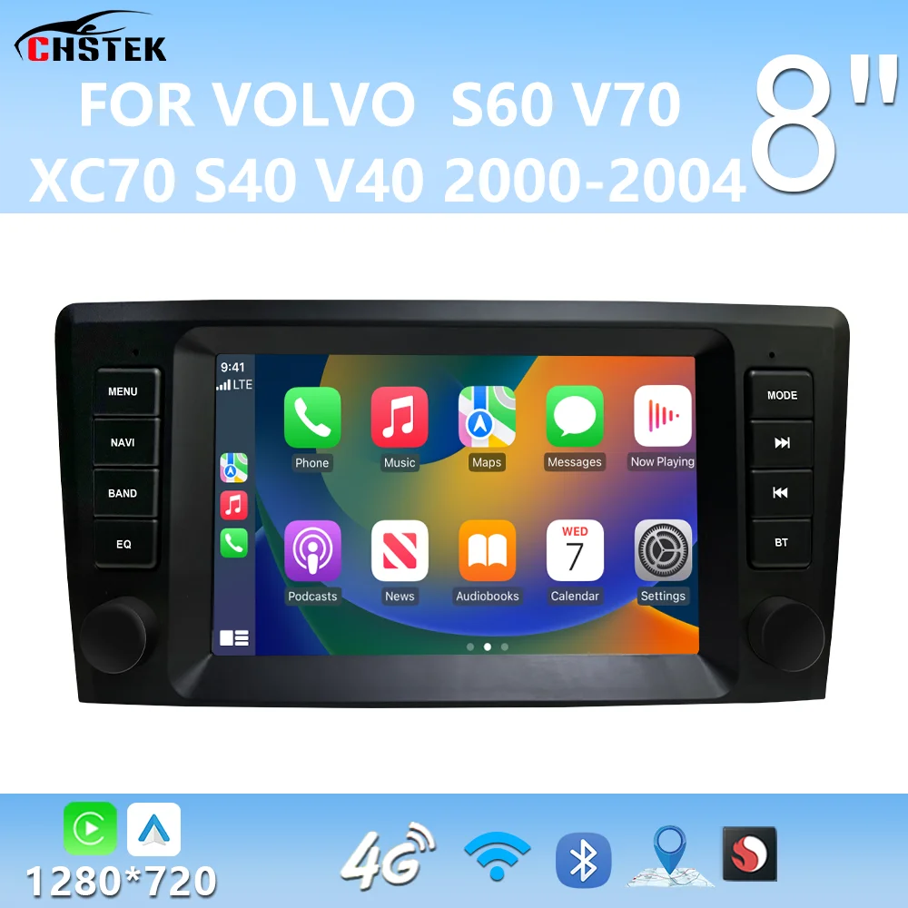 CHSTEK Support Wireless CarPlay For Volvo S60 S40 V40 V70 XC70 XC90 2000-2004 4G GPS BT WIFI Navigation Car Multimedia Player