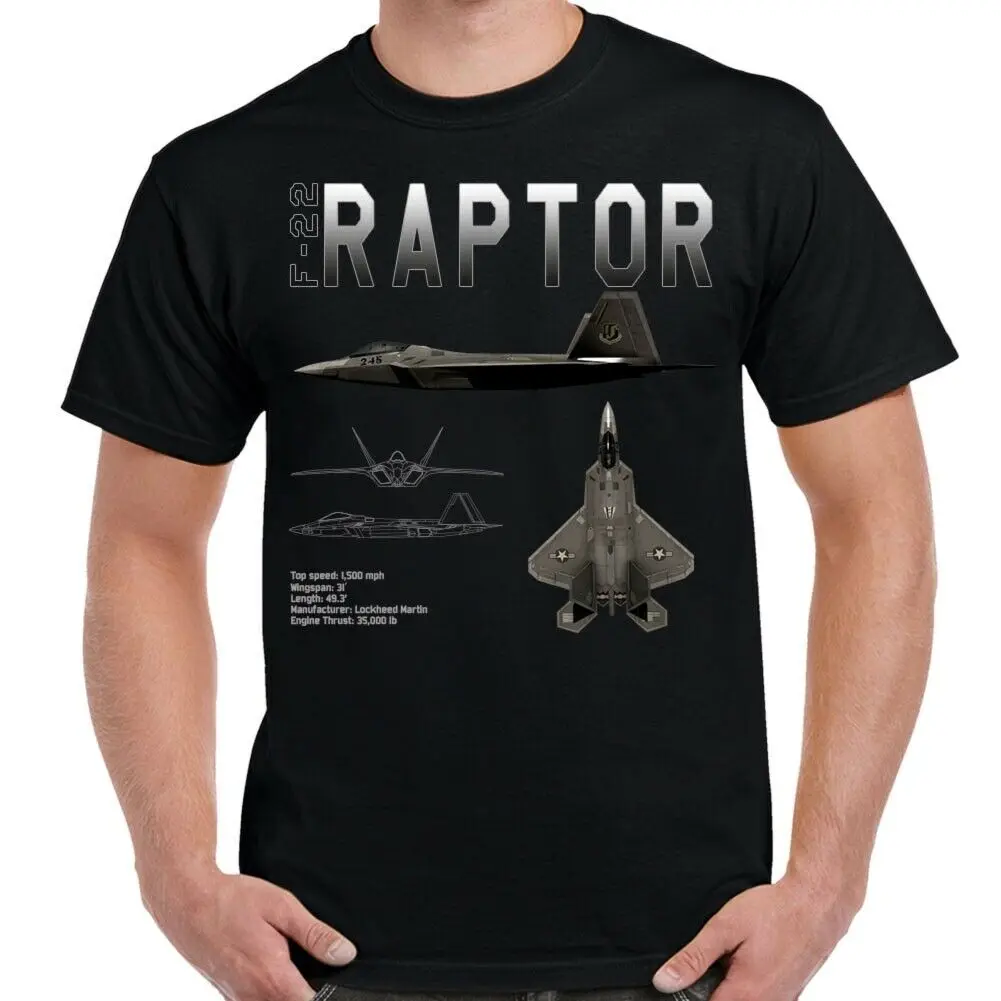 US Air Force F-22 Raptor Stealth Fighter Schematic T Shirt. New 100% Cotton Short Sleeve O-Neck T-shirt Casual Clothing Mens Top