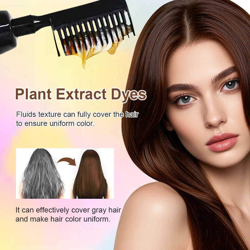 MOKERU One Comb Color Hair Dyeing Shampoo, Formulated with Plant Extracts, Gentle and Non Irritating, Suitable for All Hair Type