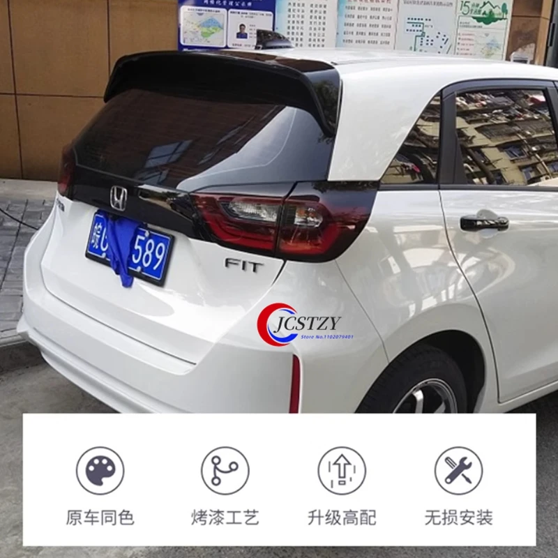 Alerón negro brillante para Honda Fit Jazz 2020 21 22 23 maletero trasero de coche ala de cola de pato accesorios de plástico ABS