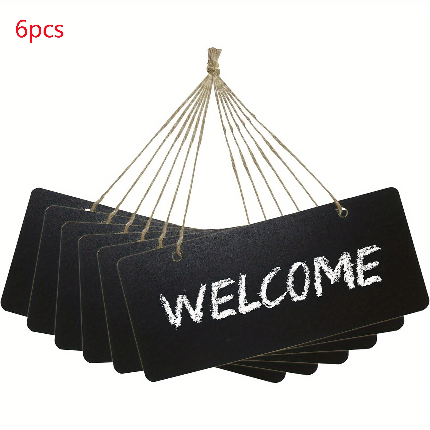 

6Pcs Mini Blackboard Compact Chalkboard with String Hanger for Place Cards Greeting Signs Wedding Decoration