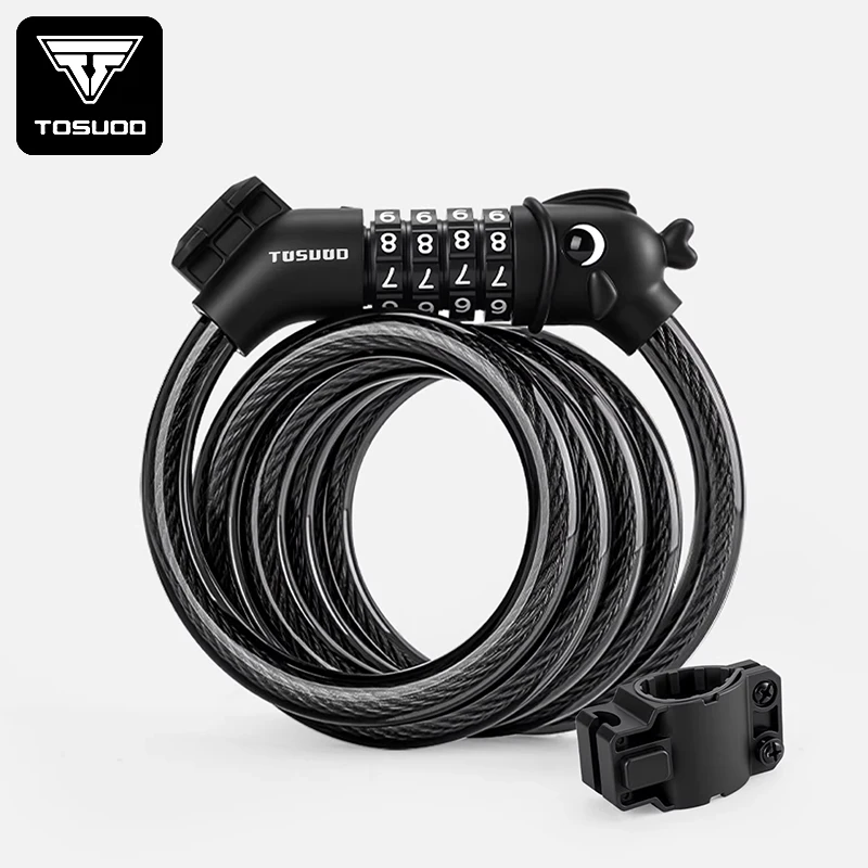TOSUOD Cute Bicycle Wire Lock 4 Digit Code Combination Anti Theft Safety Cable Lock With Code Children's Bicycle Accessories