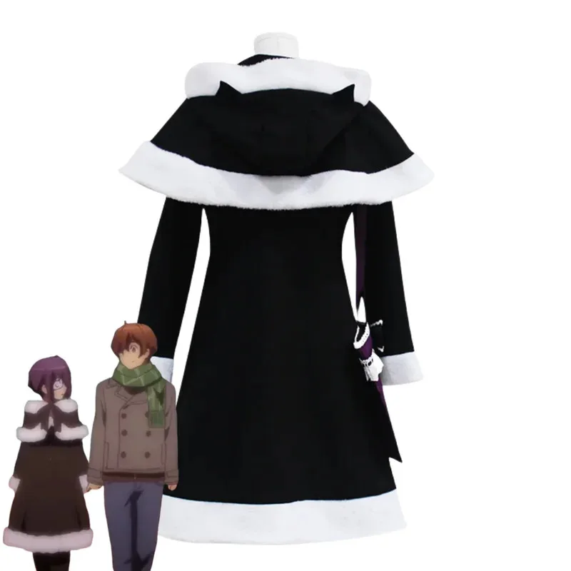 Аниме Love, Chunibyo & Other Delusions Takanashi Rikka Косплей Костюм Черная Зимняя Пальто Мао Сумка Парик Женщина Симпатичные Рождественские Костюмы;