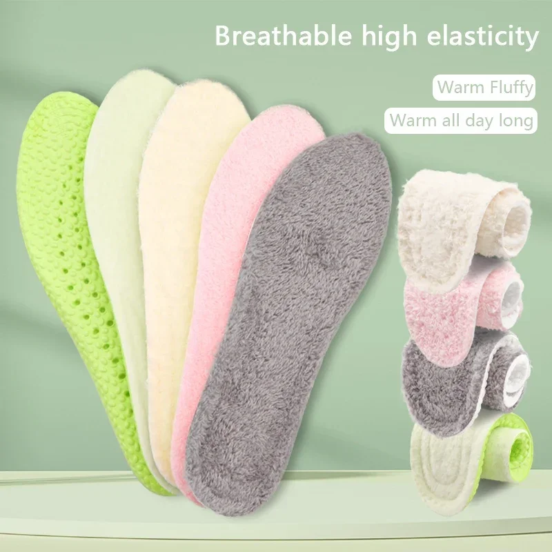 Winter Alpaca Wool Insoles Soft Plush Warm Thicken Foot Thermal Shoe Insole for Women Men Breathable Snow Boots Shoes Heat Pads