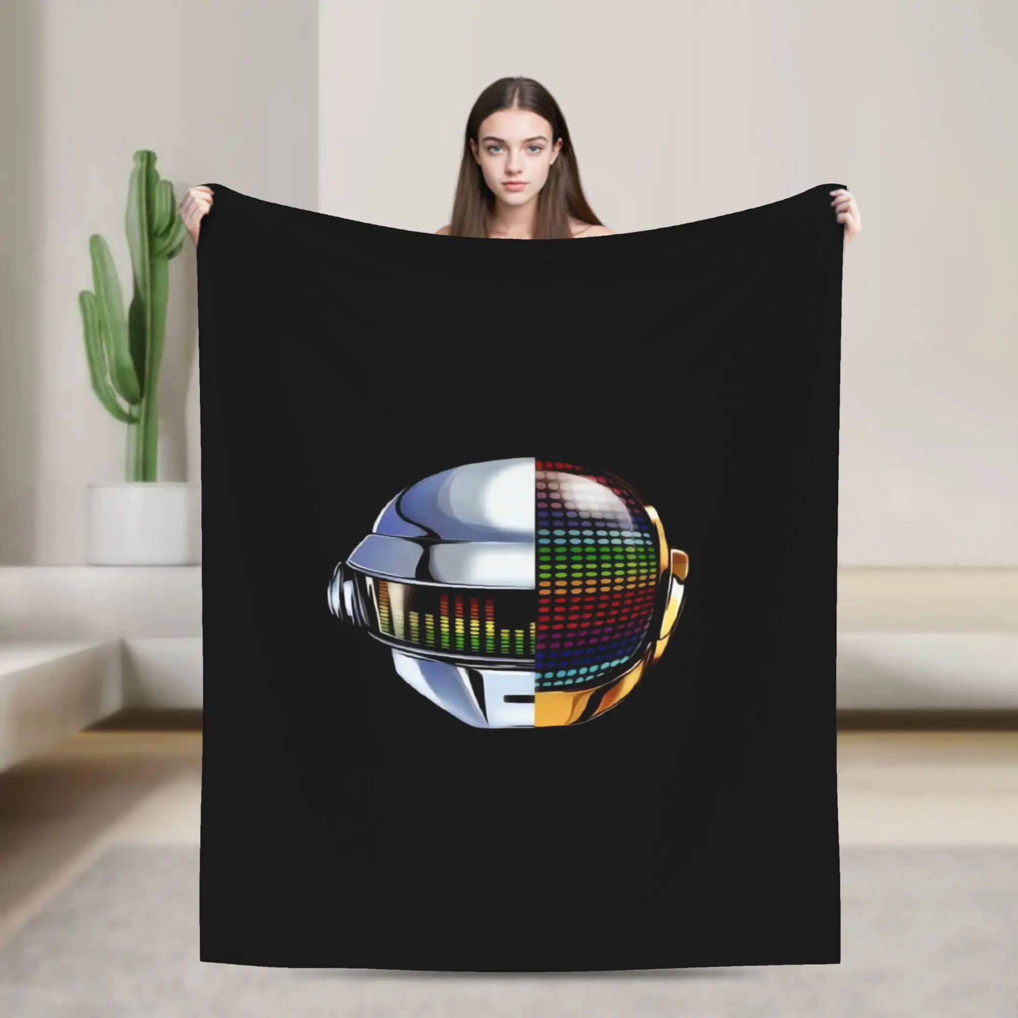 Daft Punk Electronic Music Cozy Blanket For Sofa Home  Graphic Throw Blanket Spring Camping Flannel Bedspread
