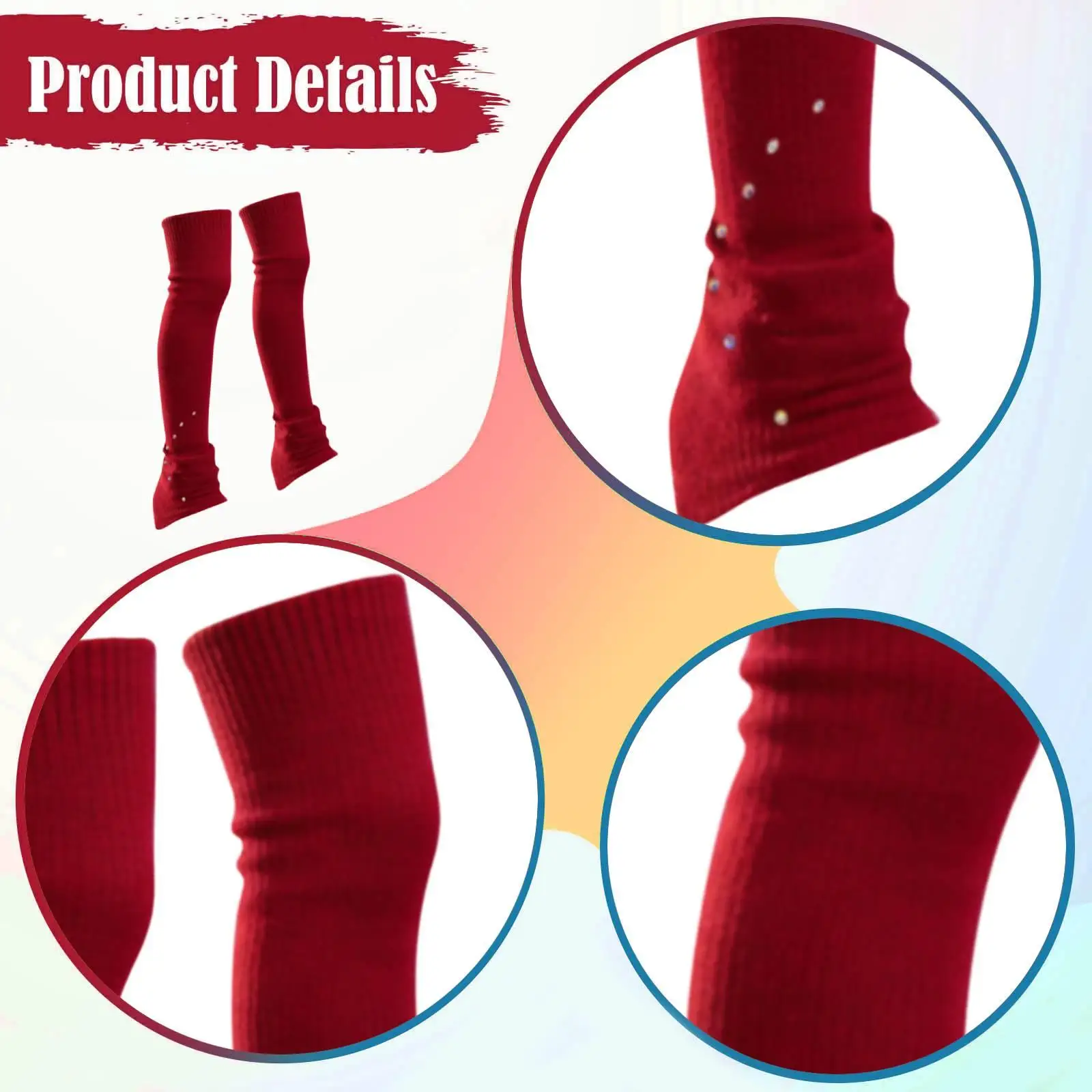 over Knee Knitted Footless Socks Boot Cover Protective Leg Warmers Shoe Accessory for Figure Skating Training