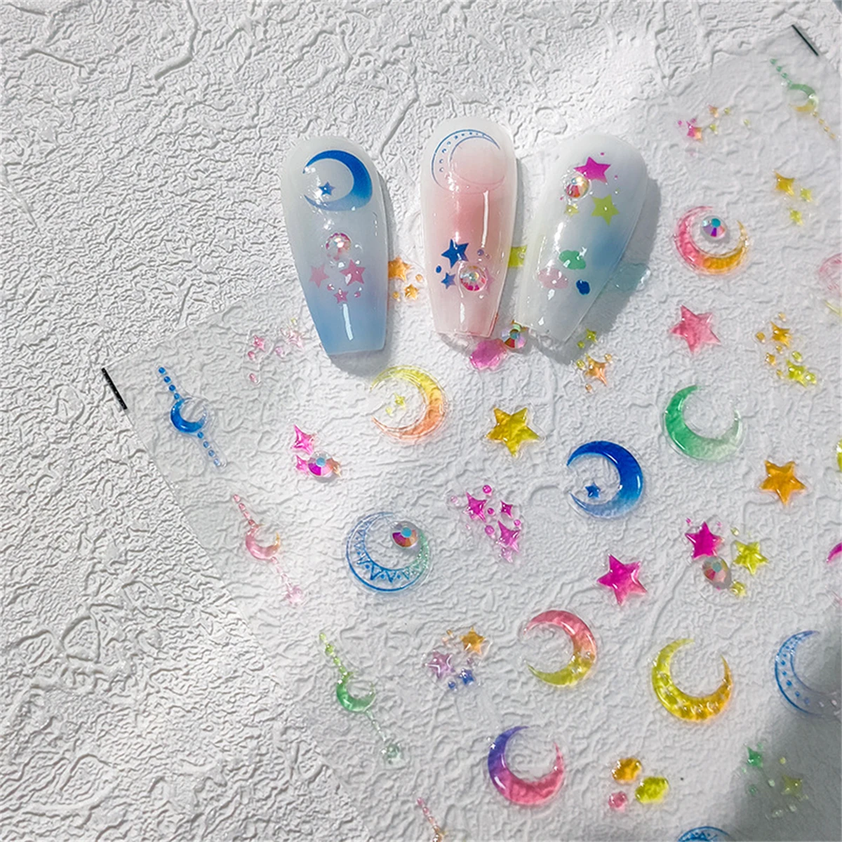 1 stücke 5d bunte Gelee Stern Mond Nagel Aufkleber kawaii Gradient japanischen Kleber Schieber egler Nail Art Dekorationen Aufkleber liefert DIY