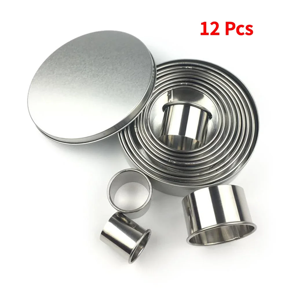 12pcs/set Fruit Cookie Cutter Mold Round Shape Box Design Mini Stainless Steel Mould Biscuit Fondant Cake DIY Decorating Tools