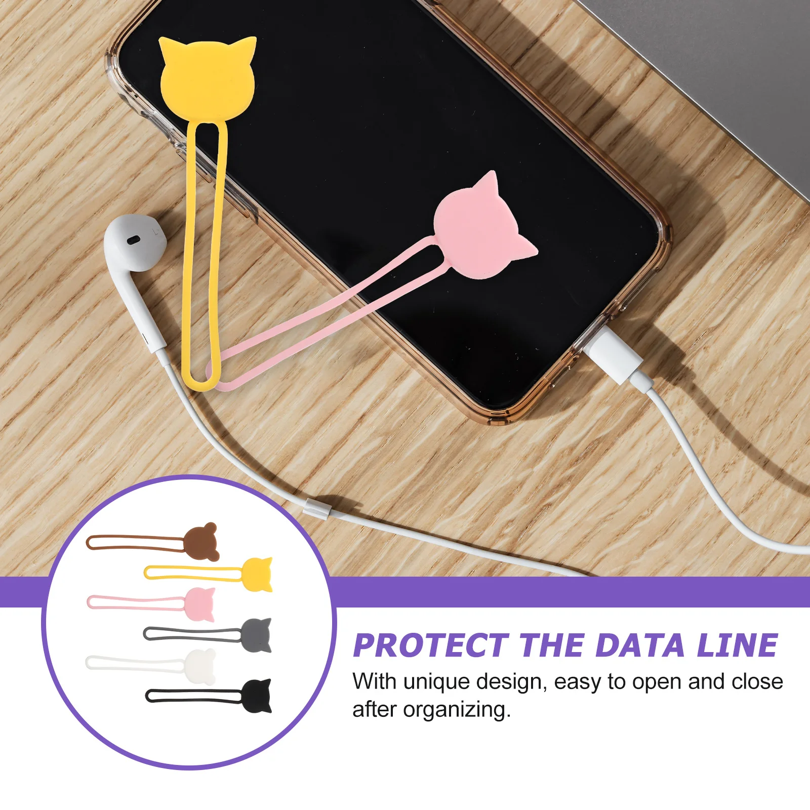 

12 pcs Cartoon Animal Cable Wire Organizer Silicone Mini Earphone Holder For Desktop Cable Protector Winder Manager Cord Control