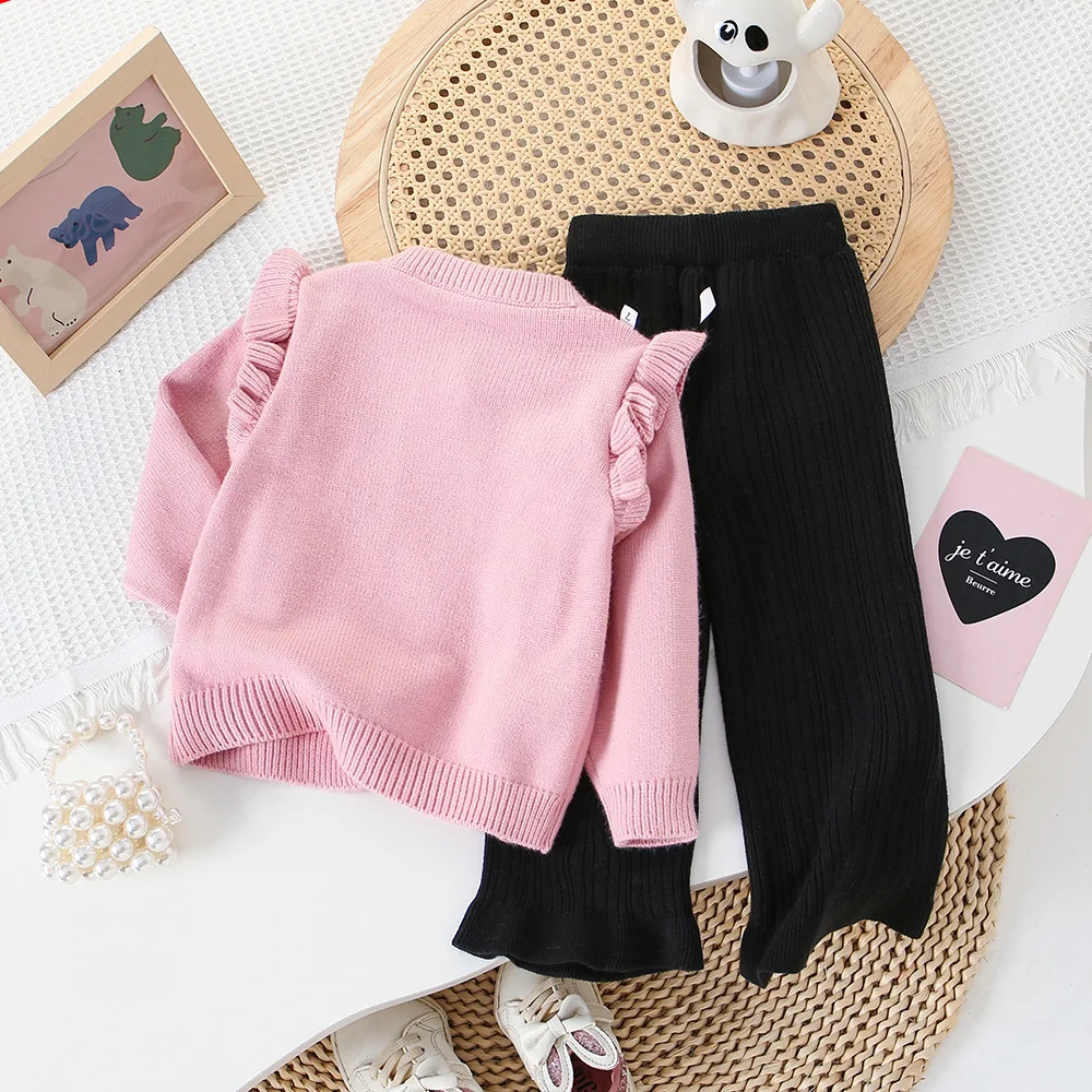 Fall Winter Sweater 2PCS SETS Pretty kids' sets and outfits for Cute Little Sweet Girls Knit Casual Set