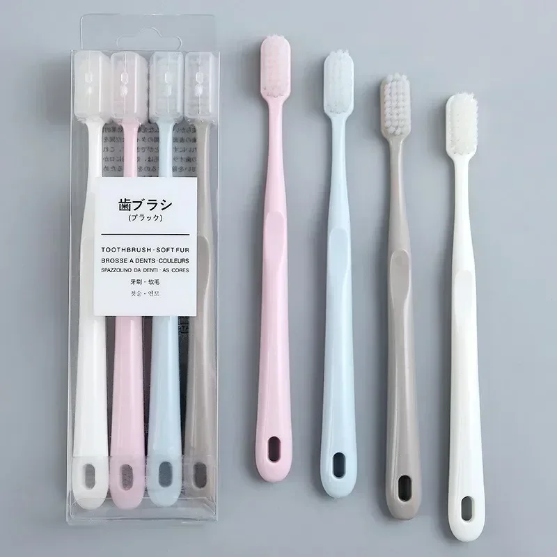 

Macaron 4 adult toothbrushes small head soft hair superfine household combination men and women Morandi toothbrush