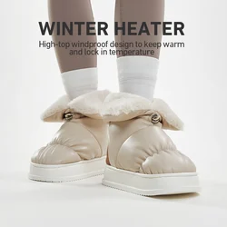 UTUNE High Snow Boots Women Men Warm Outside Shoes Thick Plush Platform Slippers Waterproof PU Outdoor Street Fashion Flats Boot