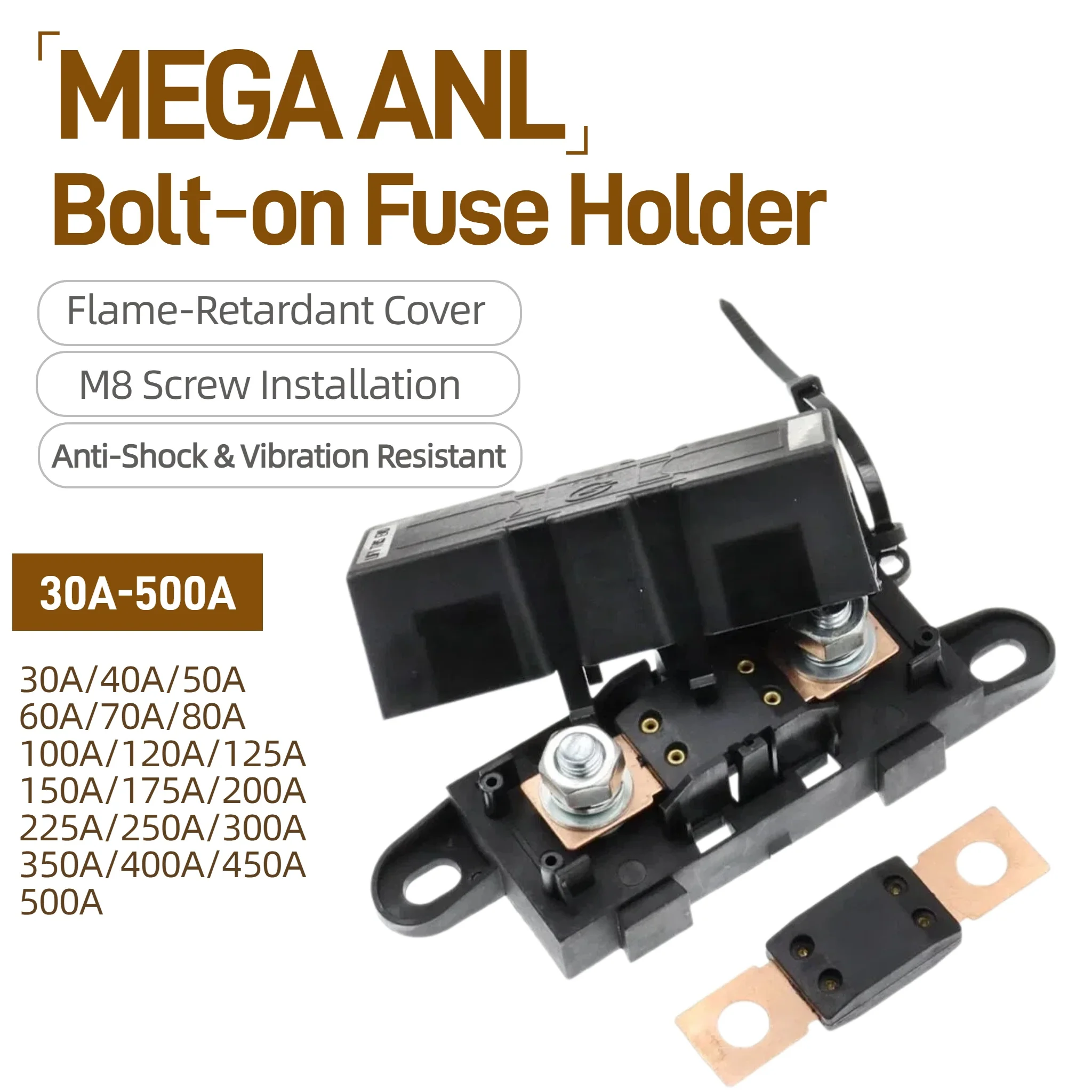 ANM-H3 MEGA Auto Fuse Holder/ANM Bolt-on blade fuse holder Flat Type Fuse 30A50A 60A 70A 80A 100A 125A 175A 200A 225A -500A