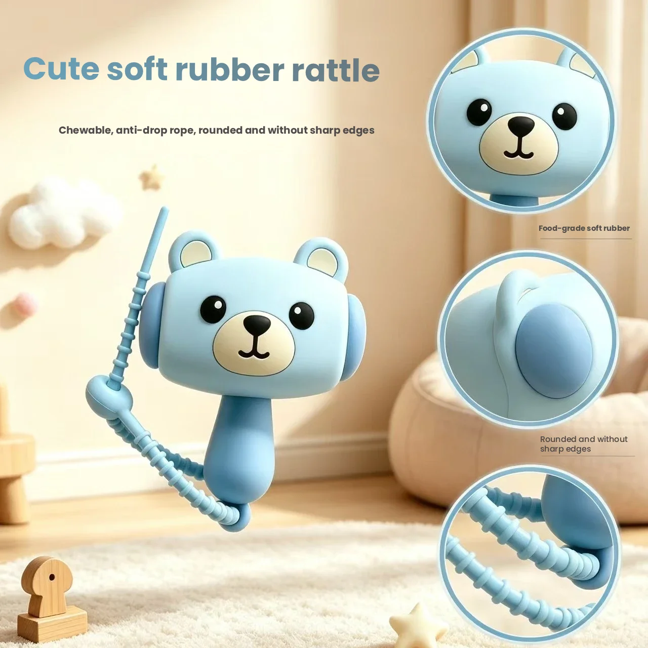 Creative Cartoon Gift Panda Sound-Making Hammer Cute PVC Bag Charm Sound Hammer Key Chain Backpack Bag Pendant Sound Collection