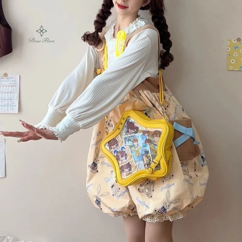 Y2K Ita Bag Backpack Popular Transparent School Bag Women's Sweet Chic Star Knapsack Display Autumn Bolsa Crossbody Shoulder Bag