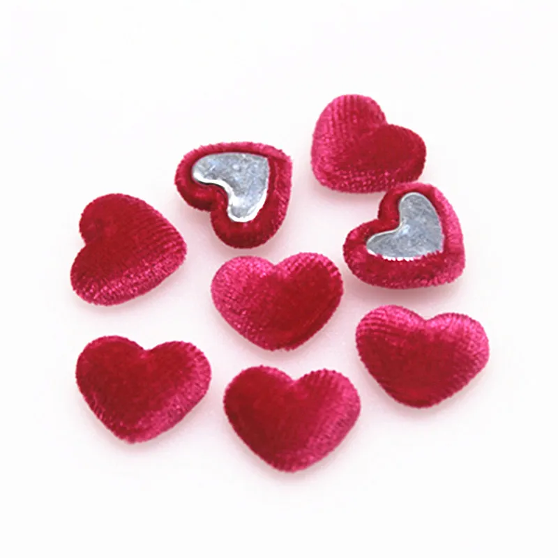 17mm 50pcs Korean Velvet Fabric Covered Heart Buttons Flatback Cabochon DIY Home Decoration Scrapbook Craft Accessories