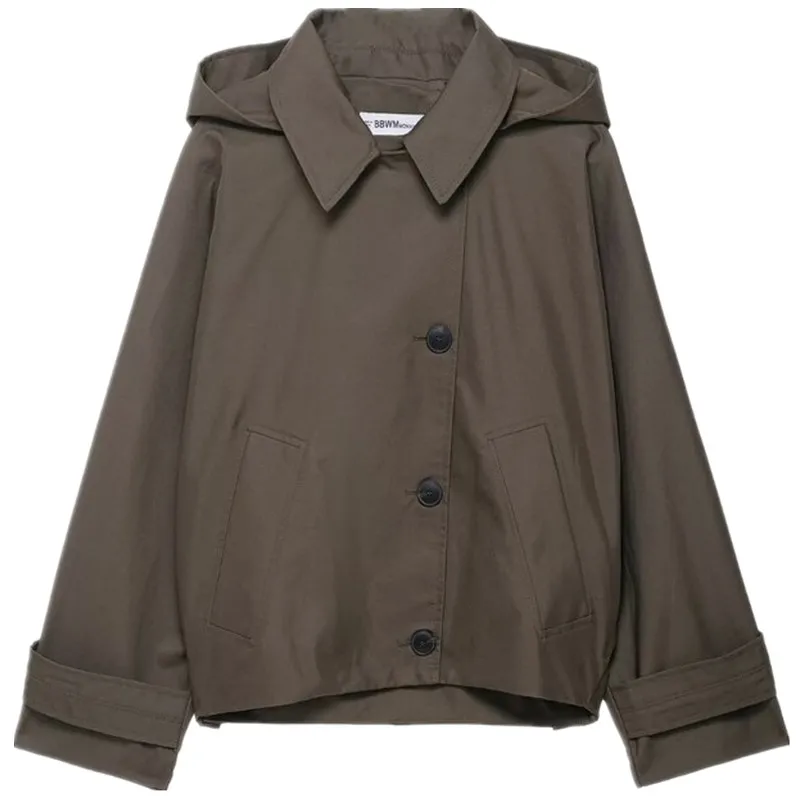 Waterdichte casual losse dameswindjack met capuchon Jaet 2025, herfst nieuwe collectie, enkele knoopsluiting, lange Sve