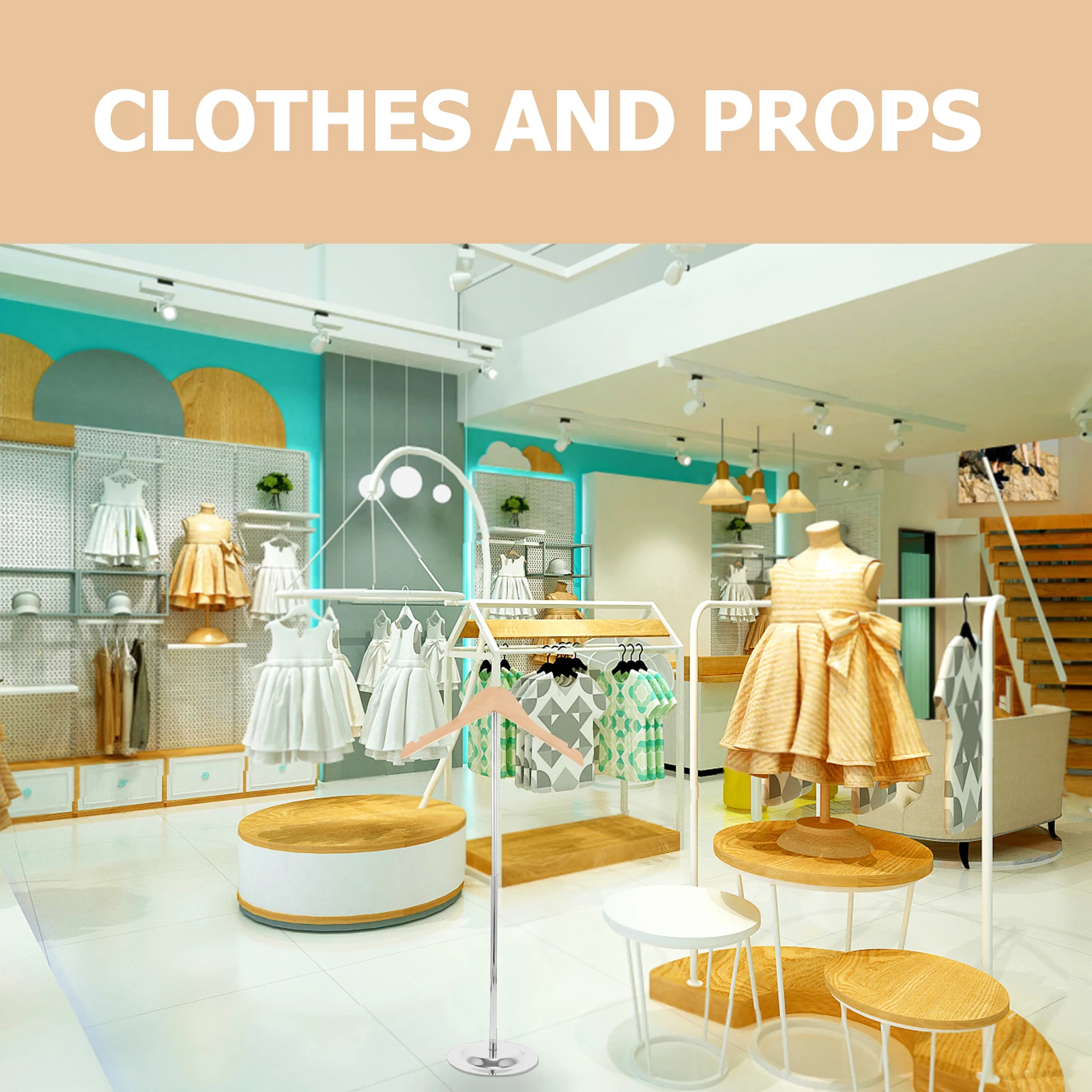 

Adjustable Clothing T-Shirt Shirt Jacket Stand Retail Store Hanger Metal Kids Adult Size Coatrack Standalone Prop Tshirt Display