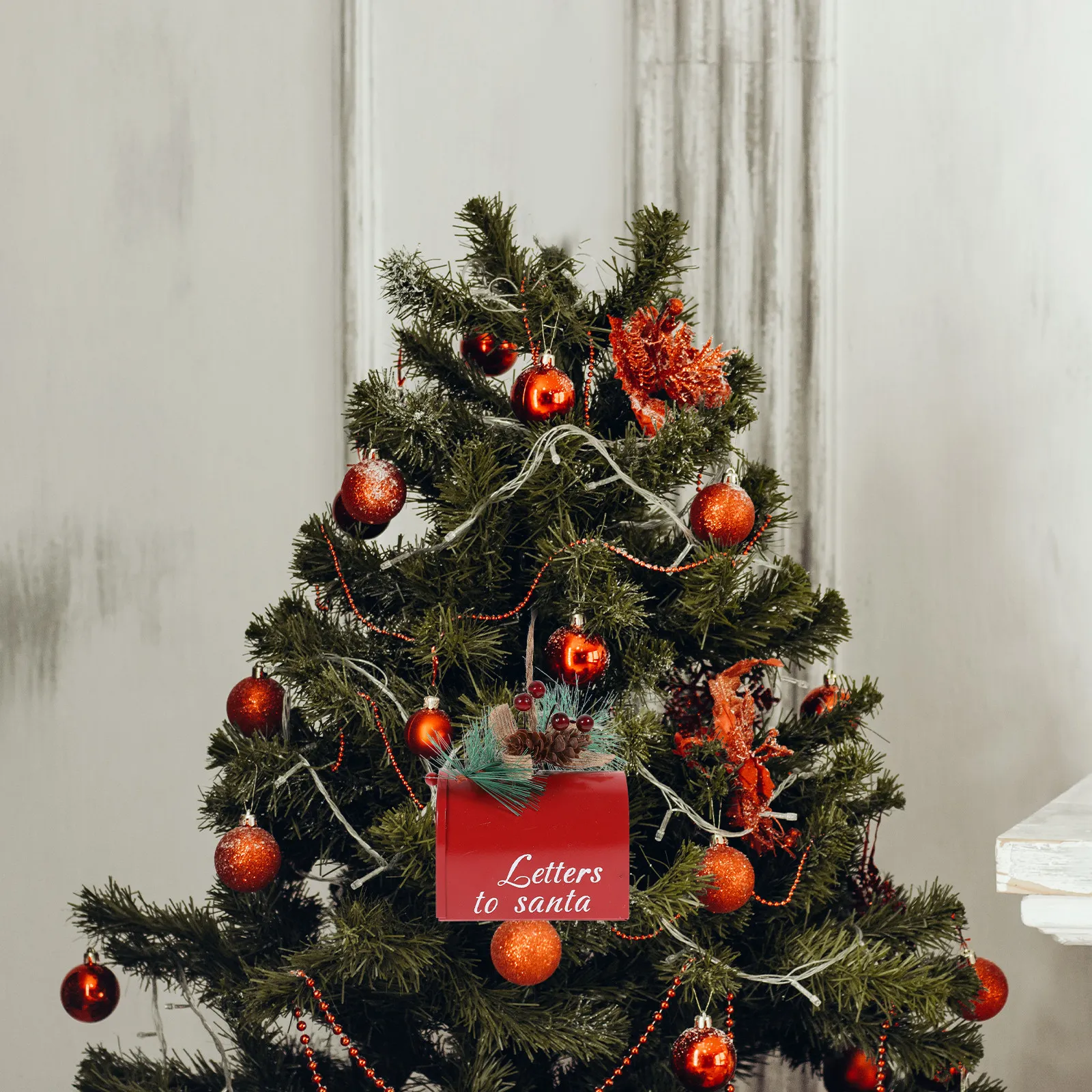 1Pcs Premium Iron Christmas Mailbox Ornament Xmas Tree Pendant Holiday Home Decor Living Room Bedroom Hotel Bar Decor