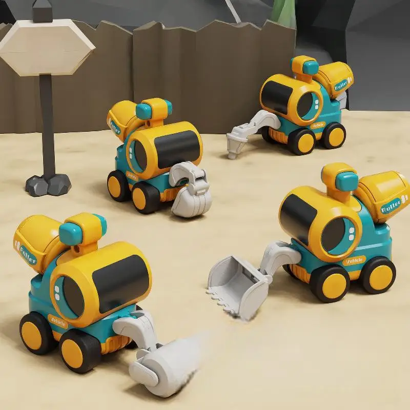 1/4 ユニット ボーイズ プレス＆ゴー モチーフ カー インベンティブ パズル 就学前教育機器 エンジニアリング カー - 完璧なギフト