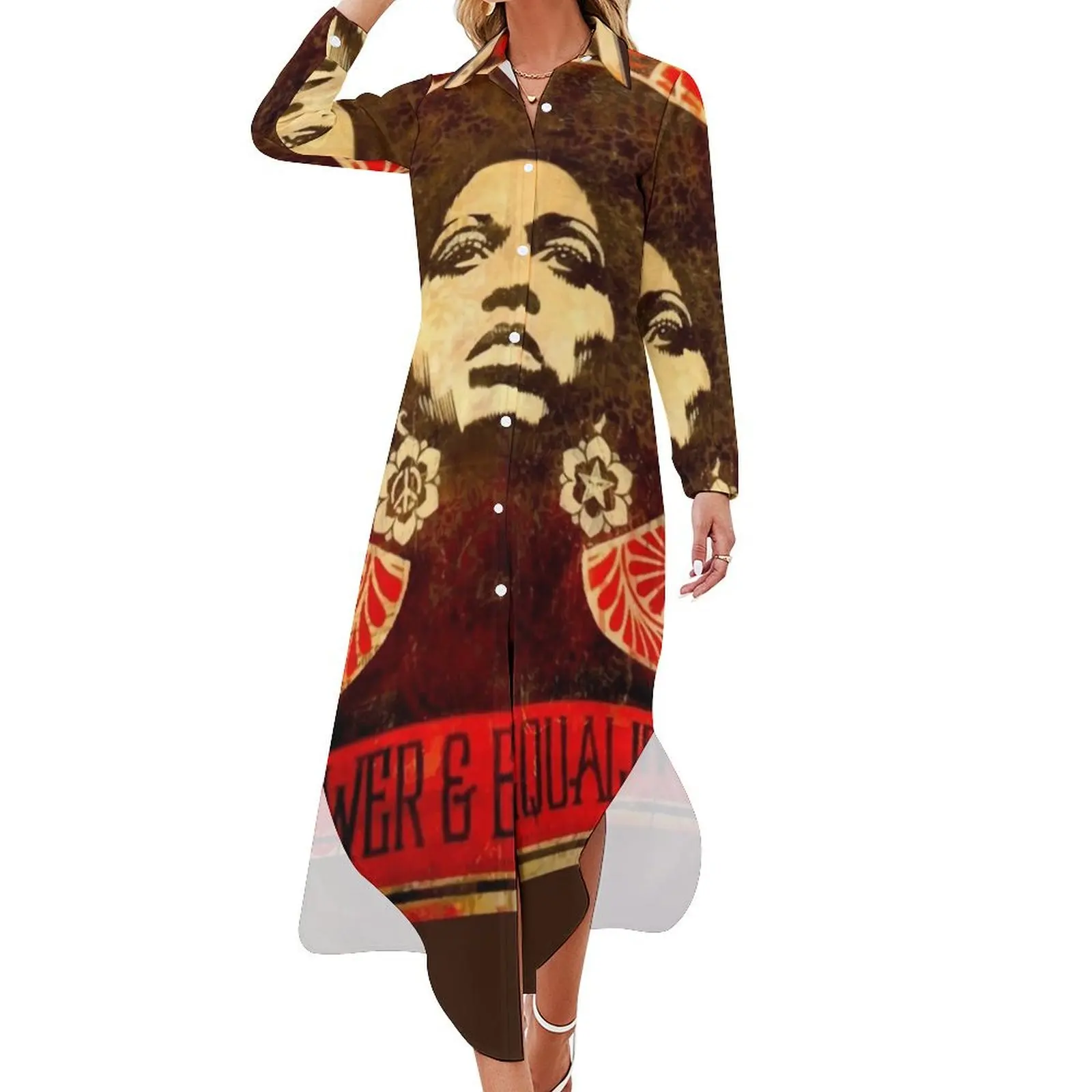 

Angela Davis poster 1971 Long Sleeved Shirt Dress beach dress Dance dresses elegant party dress for women 2024