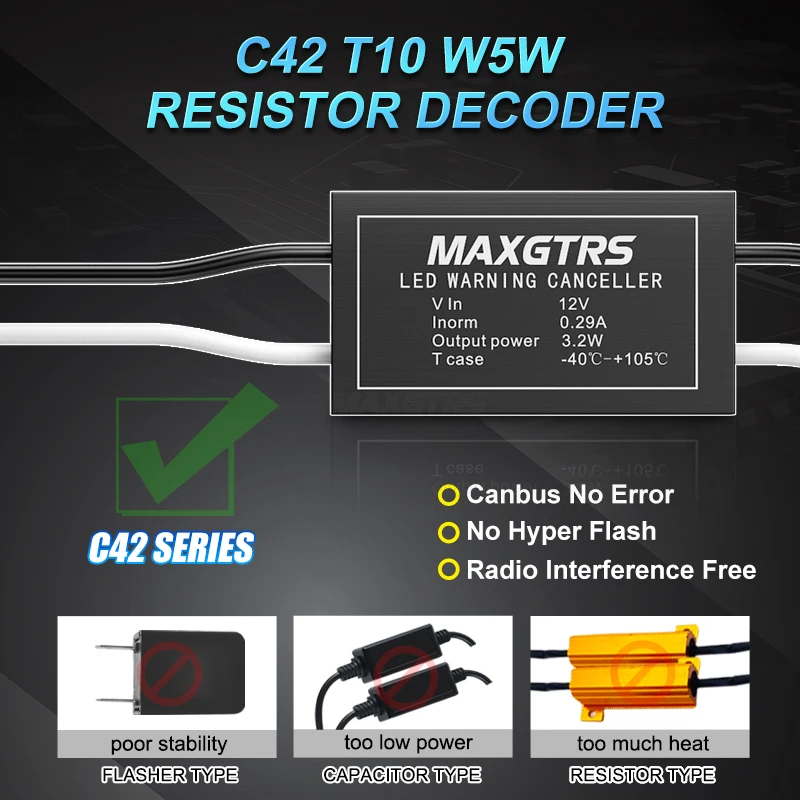 2x Plug-In-Play Auto LED Warnunterdrückung Decoder 501 T10 W5W 194 168 Sockel KEIN Canbus OCB Fehlerlastwiderstand