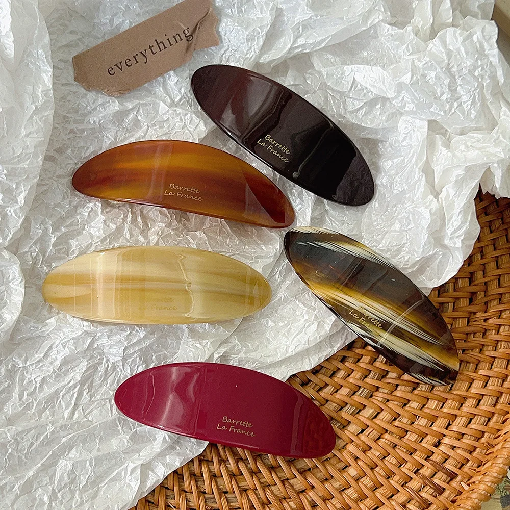 Wholesale Acetate Spring Hair Clip Oval Korean Style for Bangs Non Slip Side Clip for Ponytail Half Up Daily Gift